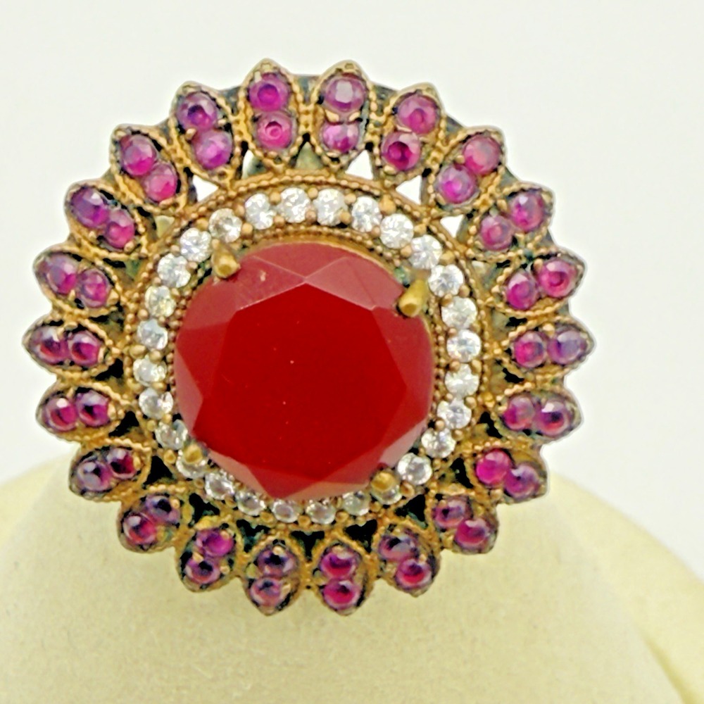 Vtg Sterling Silver Ruby Ring Gold Vermeil Princess Harem Ottoman Empire Style